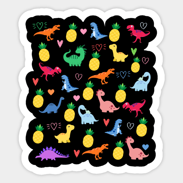 Dinosaur And Pineapple Face Mask, Pineapple Face Mask, Dinosaur Face Mask. Sticker by DakhaShop